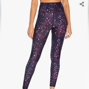 NWT: Bally Total Fitness Women's Workout Leggings Dry Wik Black Purple/Black